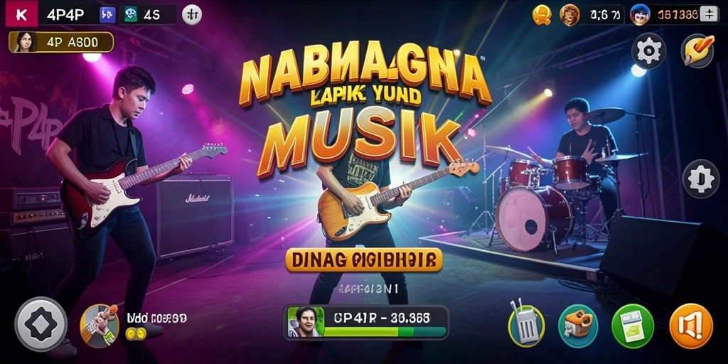 Tampilan gameplay menarik dari 4P4P yang menggambarkan interaksi musik.