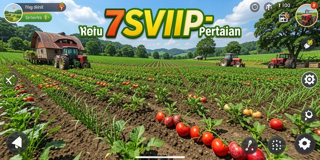 Antarmuka gameplay <strong>7SVIP</strong> dengan aktivitas pertanian yang seru.