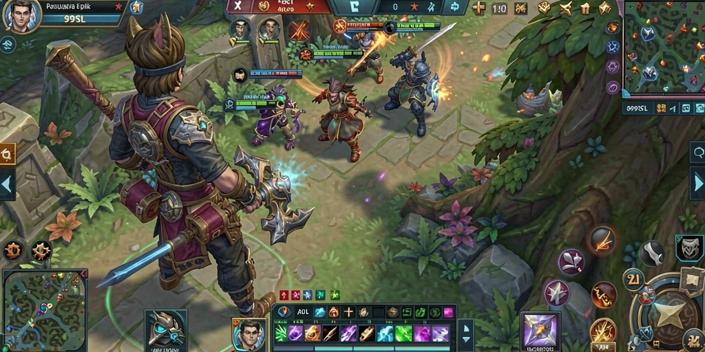 Screenshot gameplay 99SL menunjukkan pertarungan epik di dunia MMORPG.
