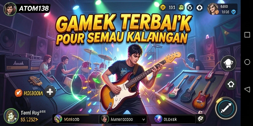 Screenshot gameplay ATOM138 menunjukkan intensitas bermain musik yang mengasyikkan.