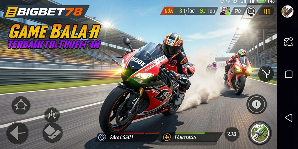 Screenshot utama menunjukkan aksi balap motor yang mendebarkan.