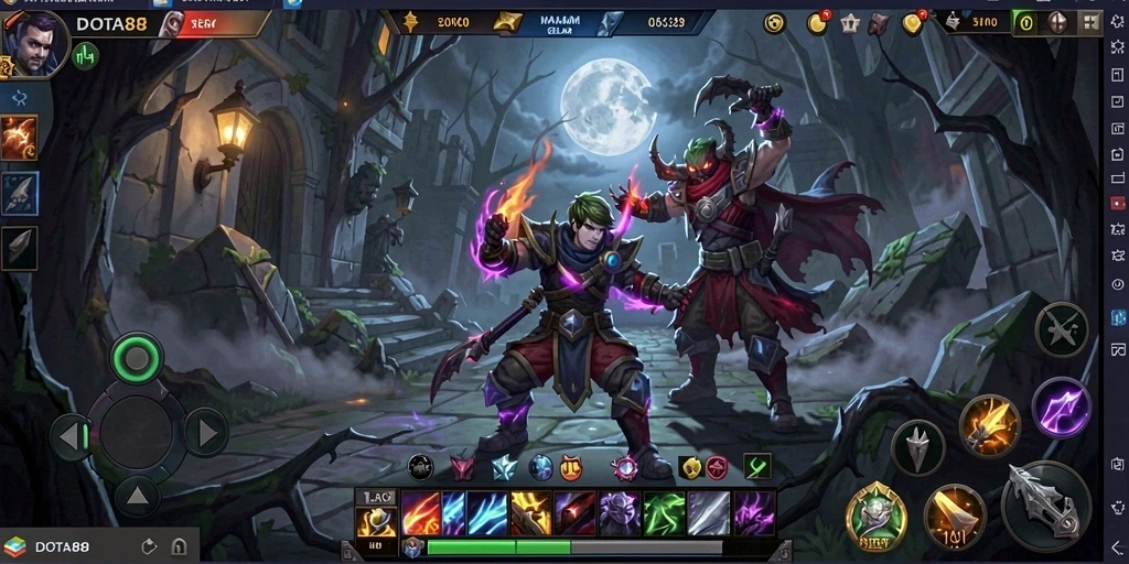 Screenshot gameplay DOTA88 menunjukkan momen mencekam dengan makhluk menyeramkan.