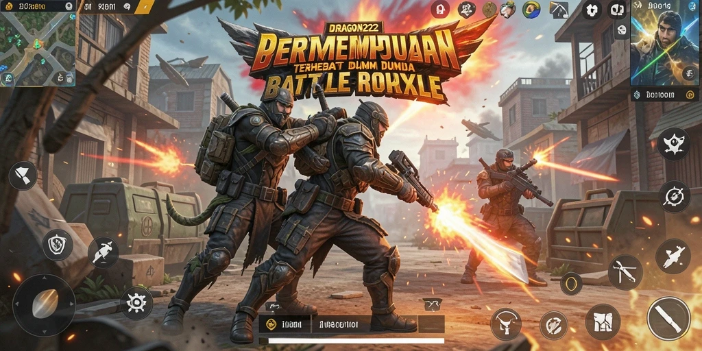 Gameplay seru dalam DRAGON222 di arena Battle Royale.