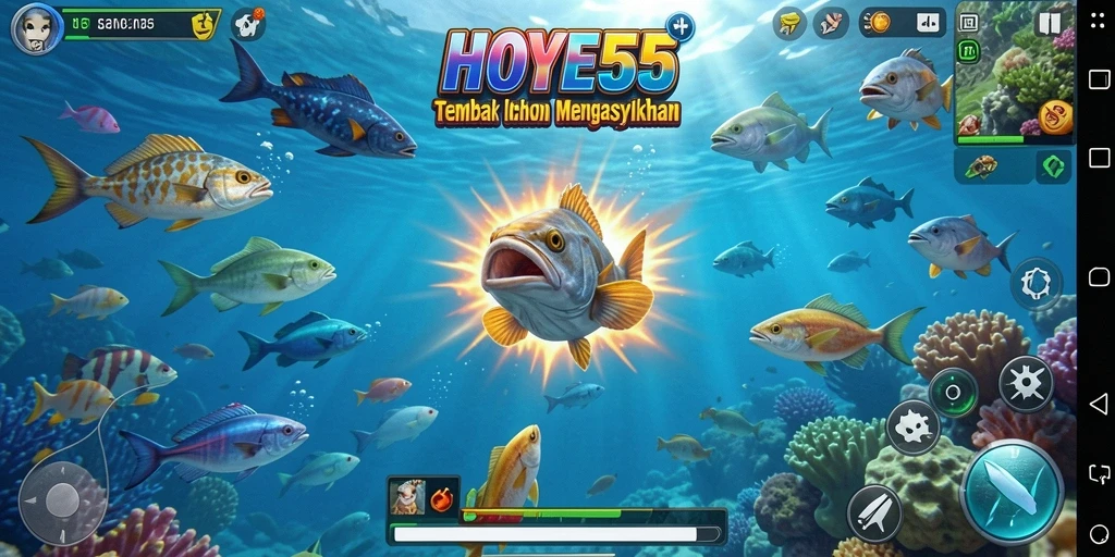 Gameplay seru Tembak Ikan di HOYE55 dengan grafis menawan.