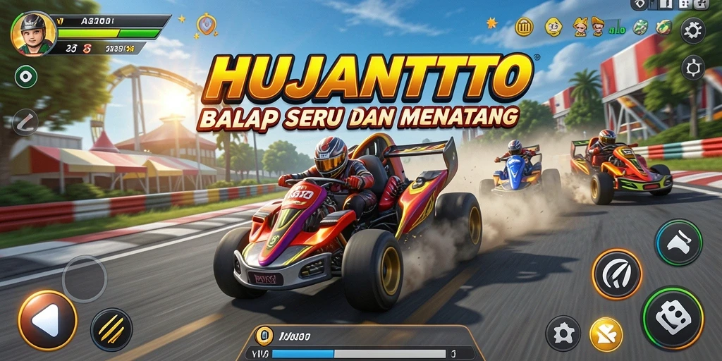 Tampilan gameplay balap seru di HUJANTOTO.