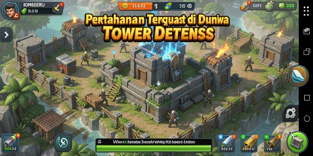 Tampilan gameplay seru dari IDNSERU dengan strategi menara yang menarik.