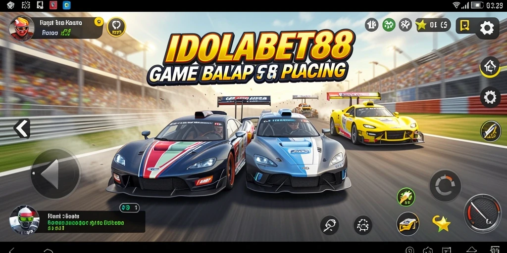 Screenshot gameplay dari IDOLABET88 yang menampilkan aksi balapan mendebarkan.