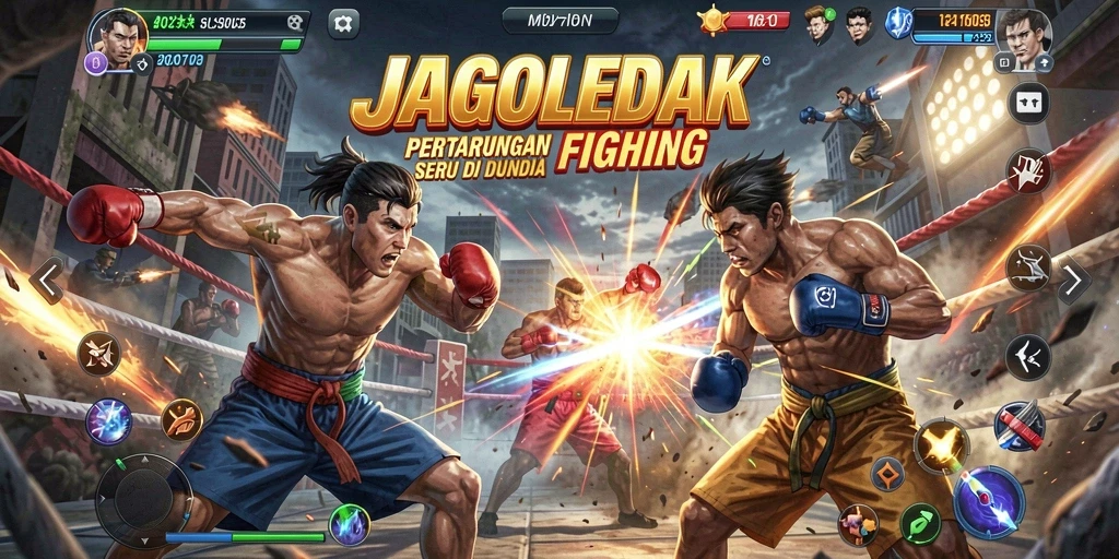 Tampilan aktif pertarungan di JAGOLEDAK yang mendebarkan.