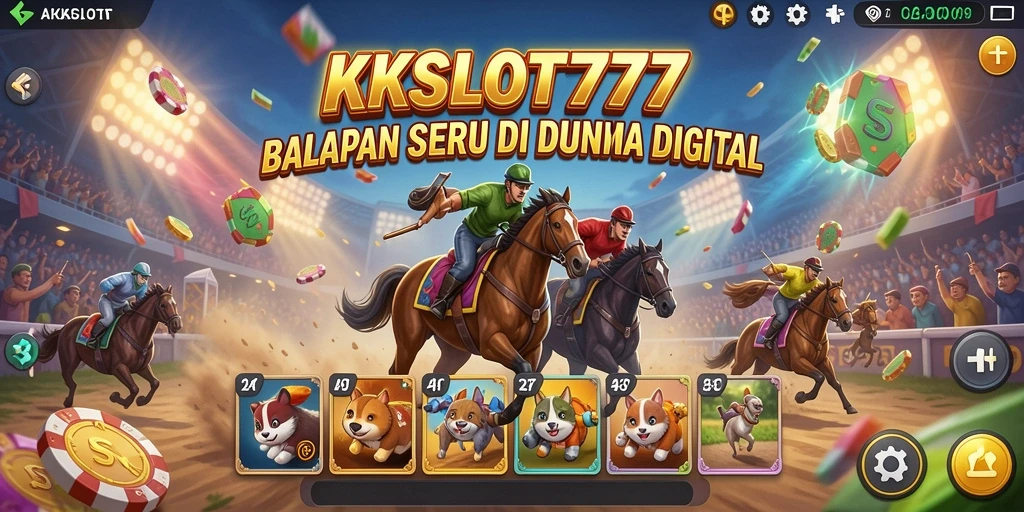 Screenshot gameplay KKSLOT777 dengan balapan menarik dan mobil cepat.
