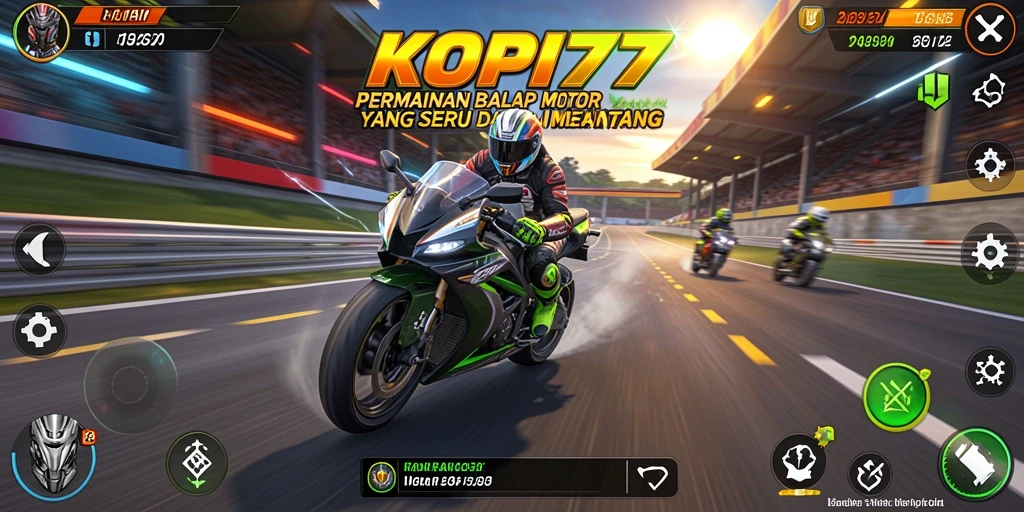 Tampilan menegangkan saat balapan di KOPI77 dengan motor cepat.