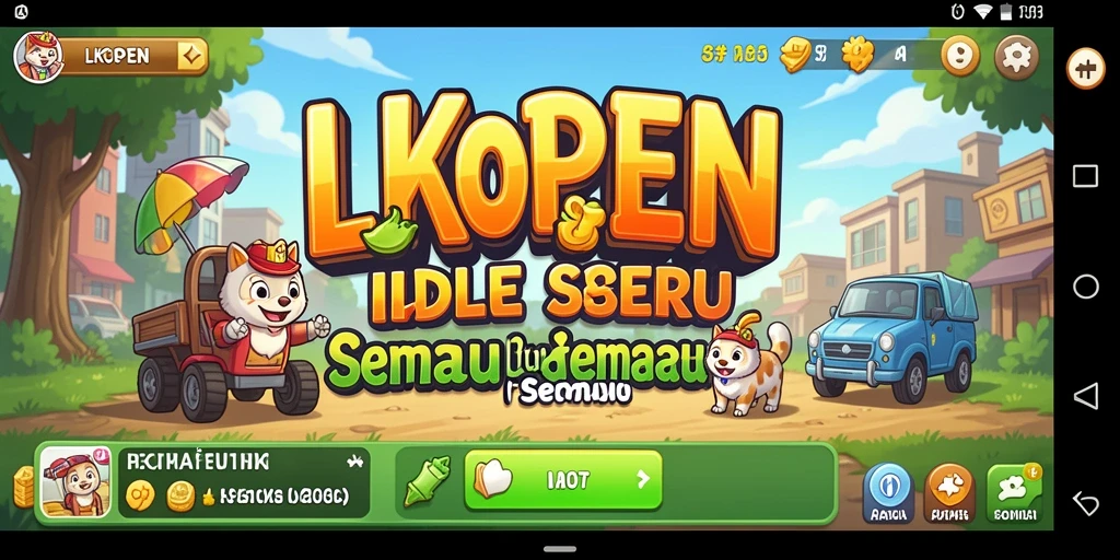 Tampilan layar permainan Idle LKOPEN yang menarik dan penuh warna.