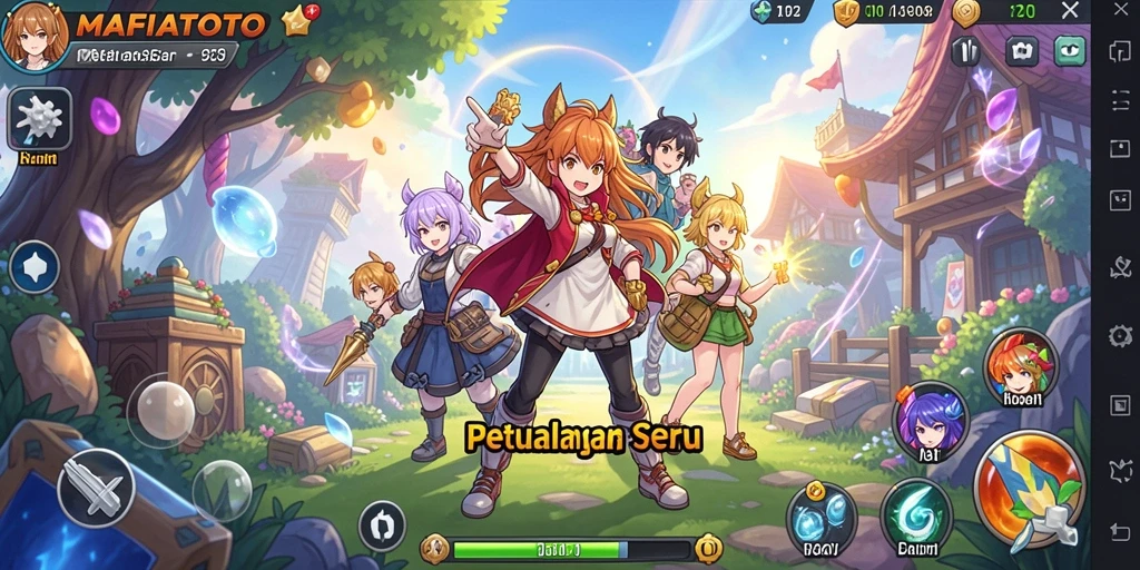 Tampilan gameplay MAFIATOTO yang menakjubkan dengan karakter anime.