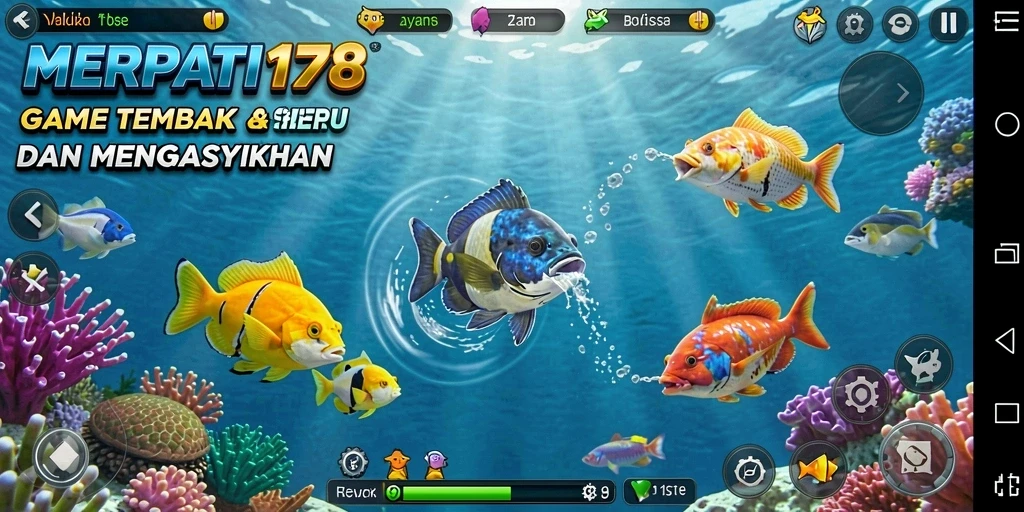 Screenshot gameplay MERPATI178 menampilkan aksi seru menangkap ikan.
