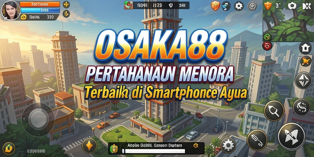 Tampilan menara pertahanan yang kokoh dalam gameplay OSAKA88.