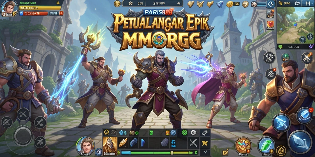 Screenshot gameplay PARIS88 menampilkan aksi pertarungan epik dan dunia yang indah.