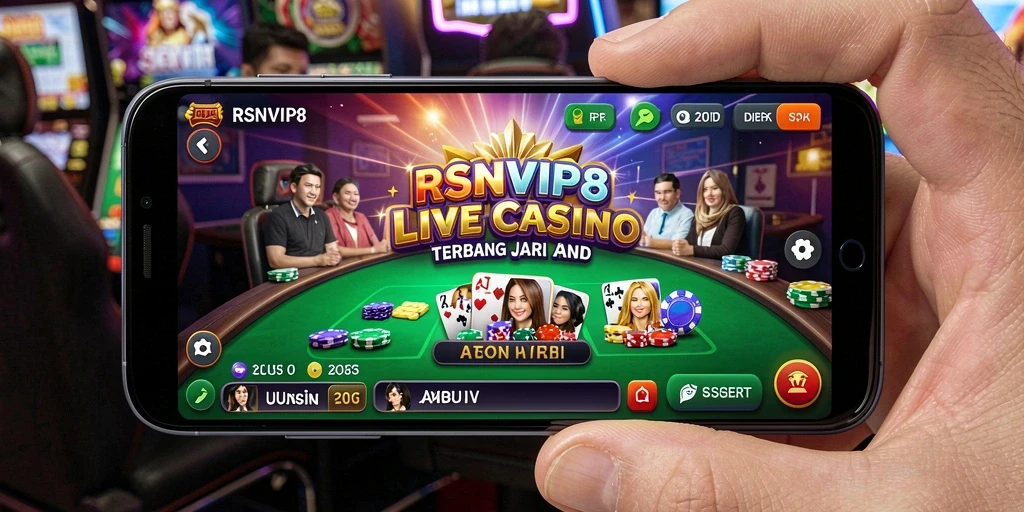 Screenshot RSNVIP8 menampilkan dealer langsung di meja permainan Live Casino.