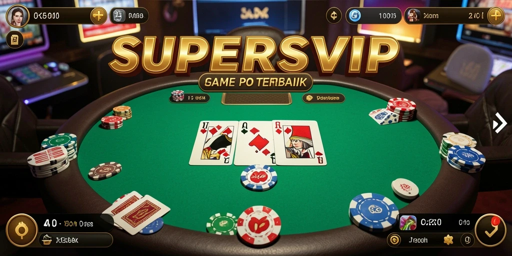 Tangkapan layar gameplay SUPERSVIP yang menampilkan aksi Poker yang mendebarkan.