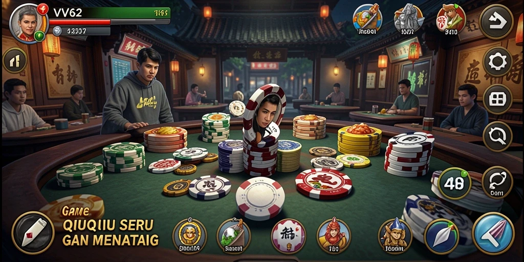 Gameplay mendebarkan dalam VV62 QiuQiu.