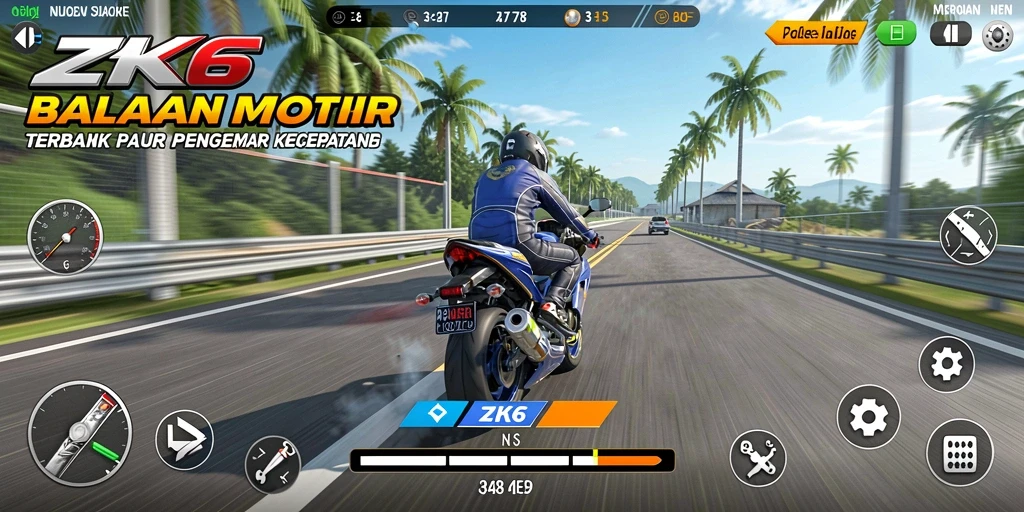 Gameplay mendebarkan balapan motor di ZK6.